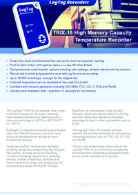 Thumbnail of document Data Sheet - TRIX-16 High Memory Capacity Temperature Logger